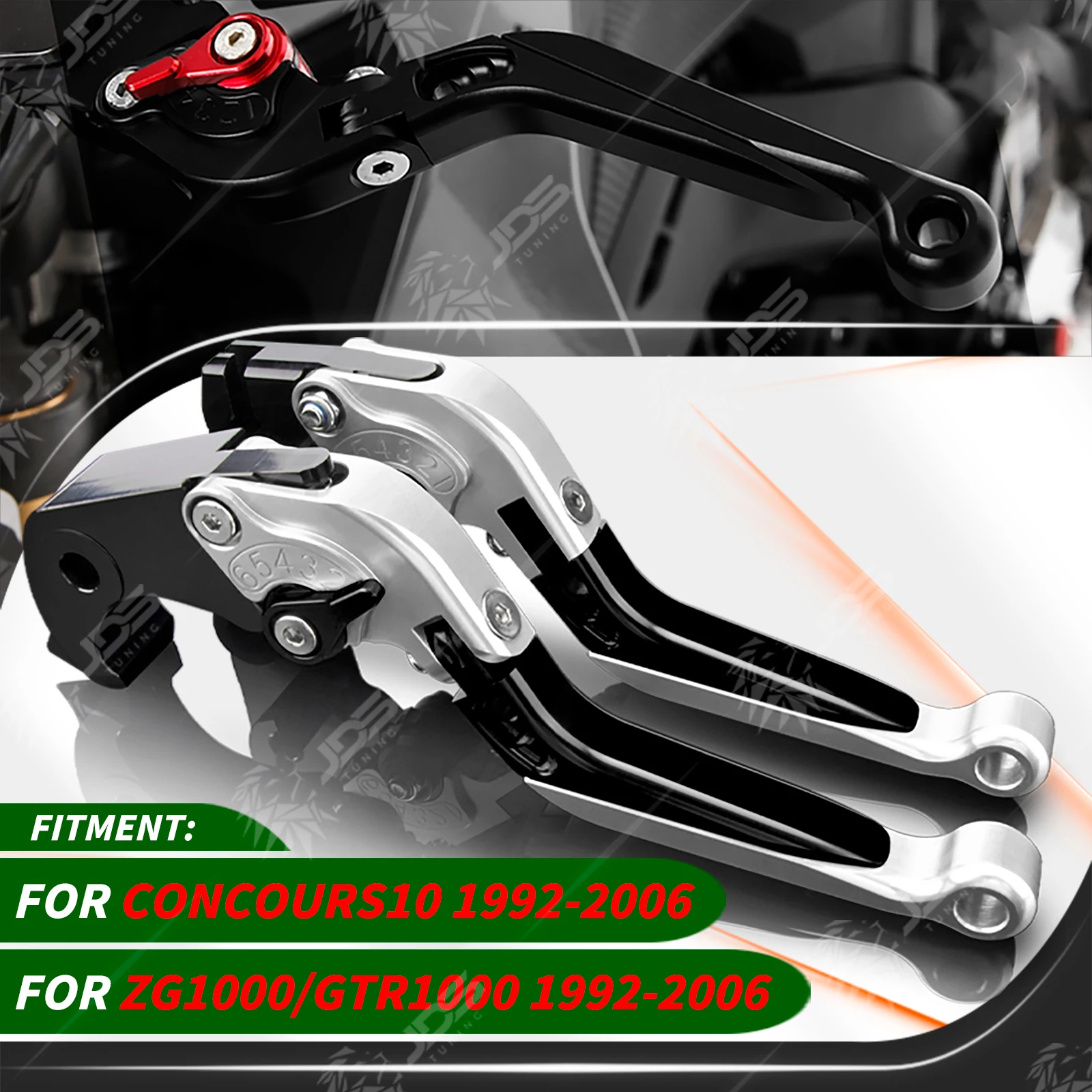 JDSTUNING Pour Kawasaki CONCOURS 10/ZG1000/GTR1000 1992-2006 Ensemble de leviers d'embrayage et de frein réglables et pliables Pièces de rechange