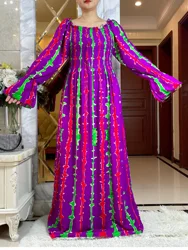 2024 New Dashiki Women Long Sleeve Autumn Dress Printing Floral Boubou Maxi Islam Women Dress African Abaya Clothes