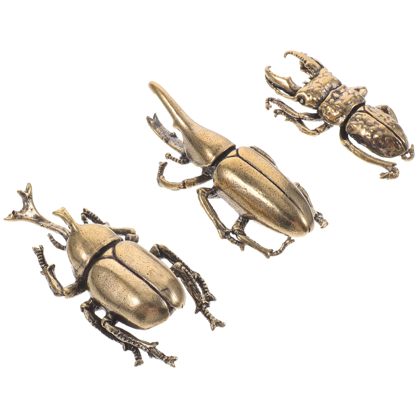 

3 Pcs Decorations Beetle Tea Crochet Animals Brass Leaf Decorative Figurines