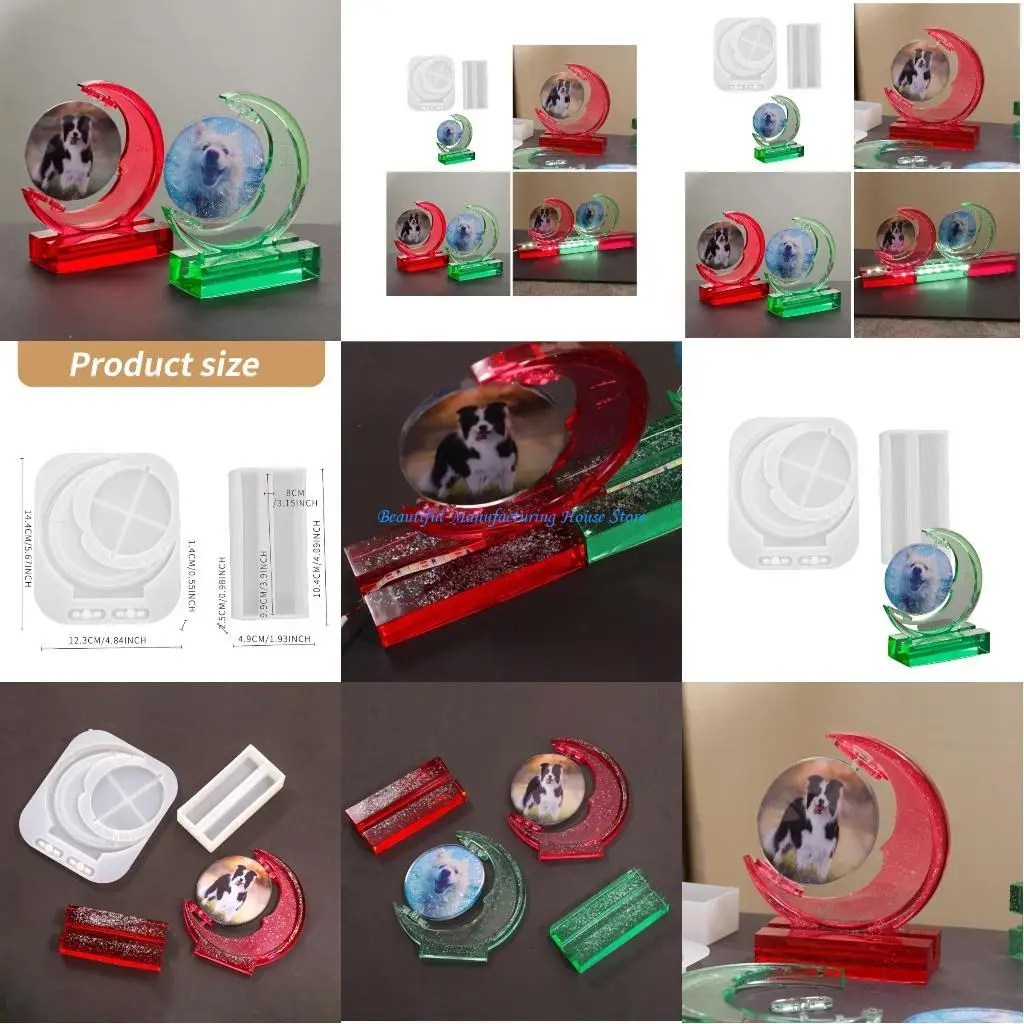 E56A Portable Sturdy Silicone Craft Mold Accessory for Sun and Moons Rotating Photo Frame Fits Various Picture Sizes