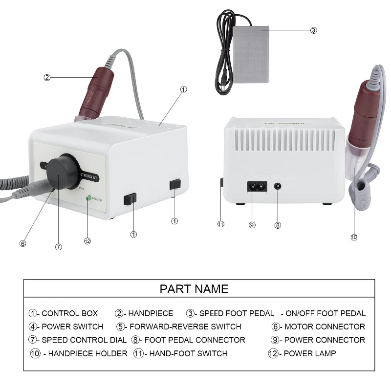 Sterke 211 Elektrische Nagelboormachine & 35000Rpm Handstuk 120 Rode Micro-Motor Frees Voor Manicure Polijstmachine