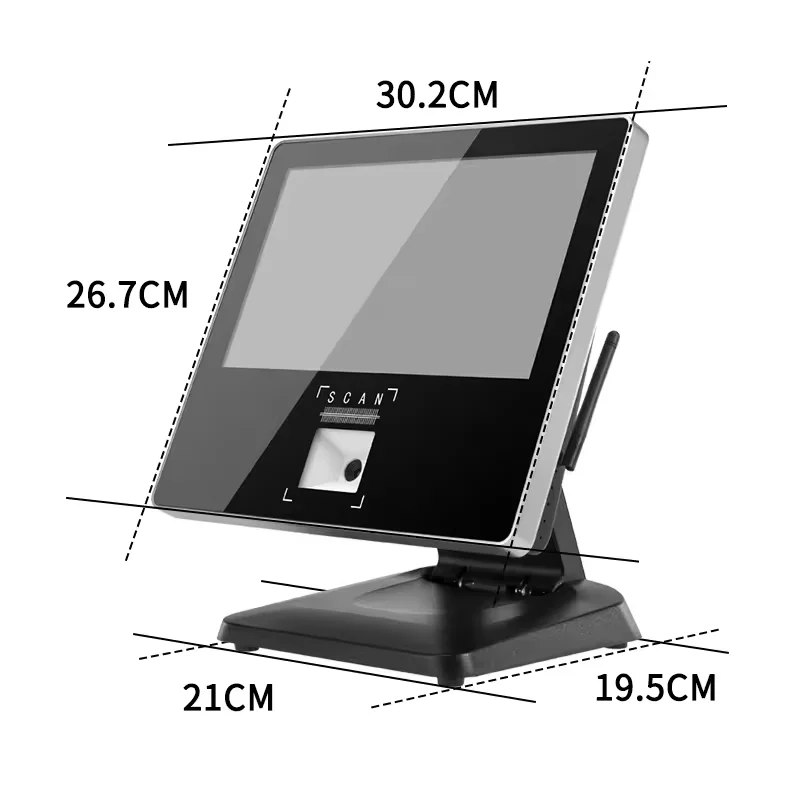 Foldable Stand 11.6 Inch Windows POS With Barcode Scanner 4G+128G Touch Screen Kiosk Desktop 1D/2D Price Checker WIFI RJ45