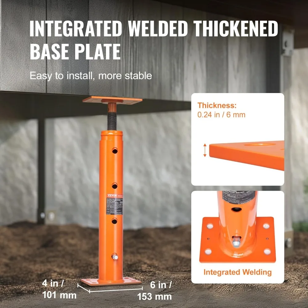 مقبس أرضي بوزن 18000 رطل، ارتفاع قابل للتعديل 19-36 بوصة، عمود دعم تصغير فولاذي للبناء #4