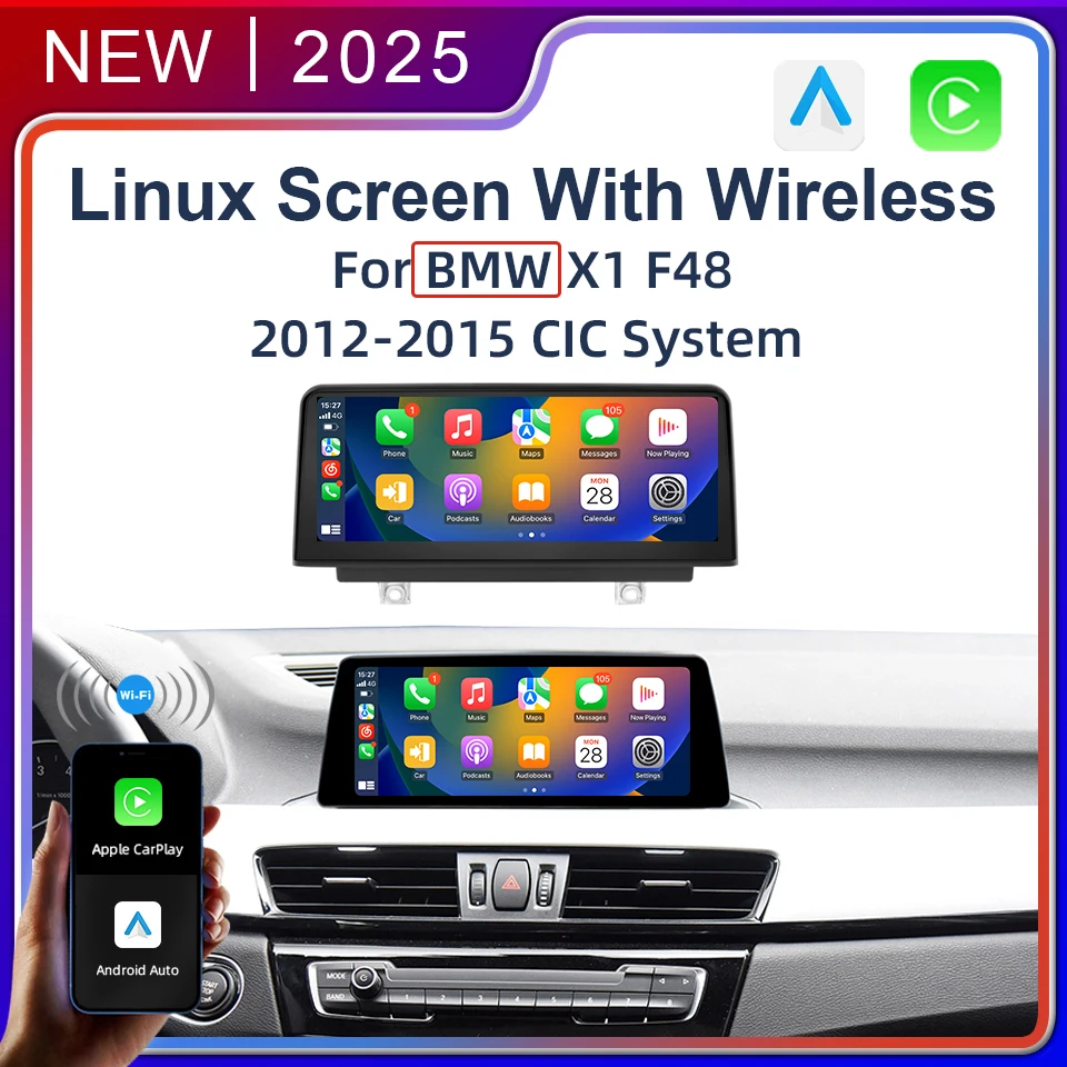 1920*720 اللاسلكية Carplay أندرويد السيارات راديو السيارة شاشة الوسائط المتعددة لسيارات BMW X1 F48 2012-2015 نظام CIC 10.25