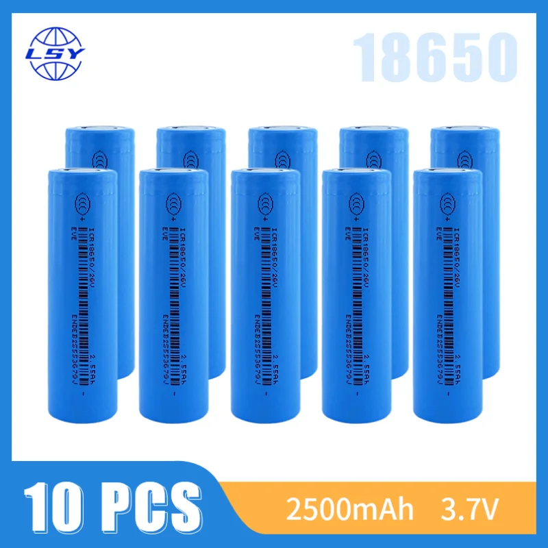 6-30 шт. 18650 2600 мАч Высокомощная разрядная аккумуляторная батарея EVE для Power Bank/инструментов, аккумулятор для фонарика, высокий ток 6-30 шт. 18650 2600 мАч Высокомощная разрядная аккумуляторная батарея EVE для Power Bank/инструментов, аккумулятор для фонарика, высокий ток
