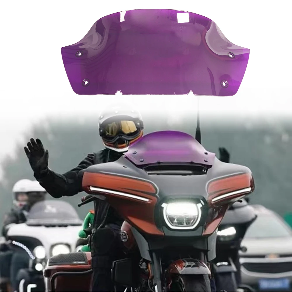 New Custom World Motorcycle 9 Inch Wave Colorful Windshield 4mm PC Fit For Touring SG 2024+ And 2023 CVO Street Glide