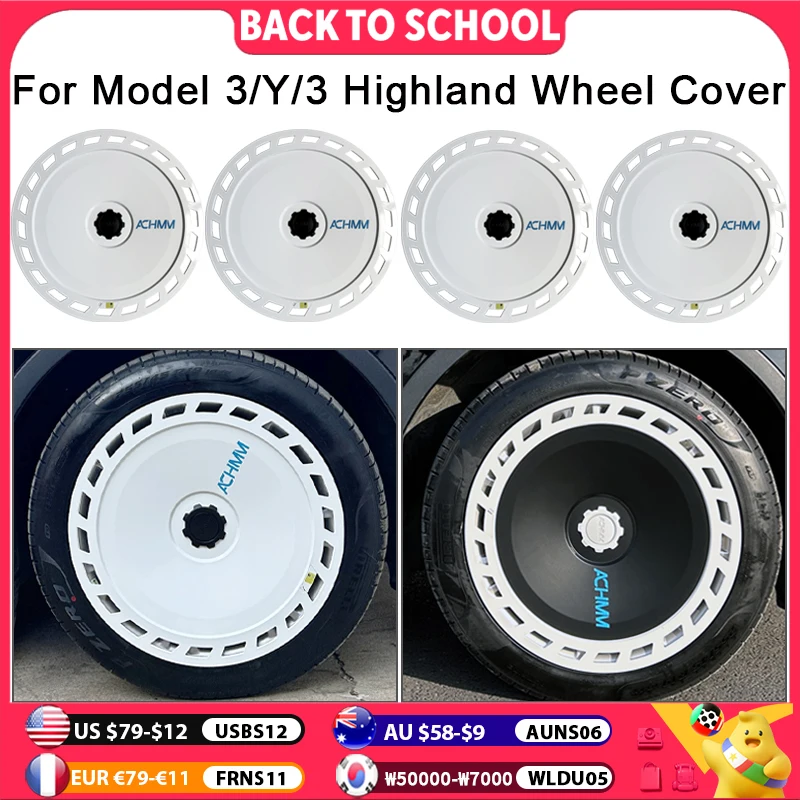 4PCS Rad Kappe für Tesla Modell Y 3 Highland 18 19 Zoll Leistung Radkappe Ersatz Auto Vollrand Abdeckung werkzeuge Zubehör 2025