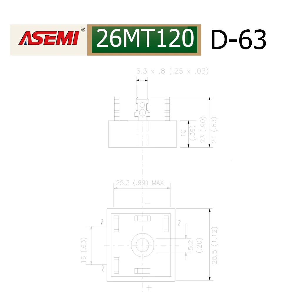 26MT120 25A 1200V 3 Phase Bridge Rectifier ASEMI