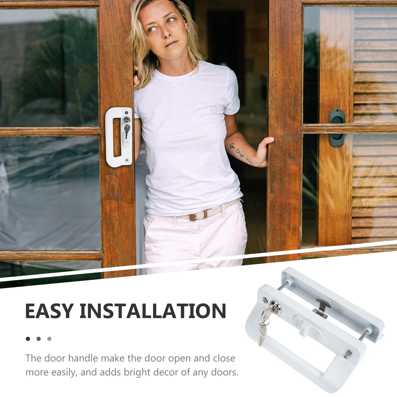 

1 Set Aluminium Alloy Sliding Door Handle Lock Replacement Heavy Duty Corrosion Resistant For Patio Barn Garage Pocket Closet
