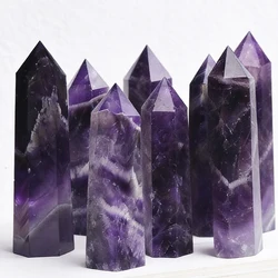 Colonne d'Améthyste Naturelle Transparente Polie à la Main, Symbole d'Amour, Collection de Guérison Reiki, Décoration de Maison