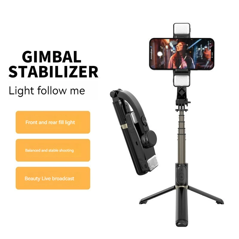 Selfie Stick Gimbal Stabilizer Phone Holder with Wireless Remote Tripod 1-Axis Handheld Smartphone for Tiktok Vlog Youtuber