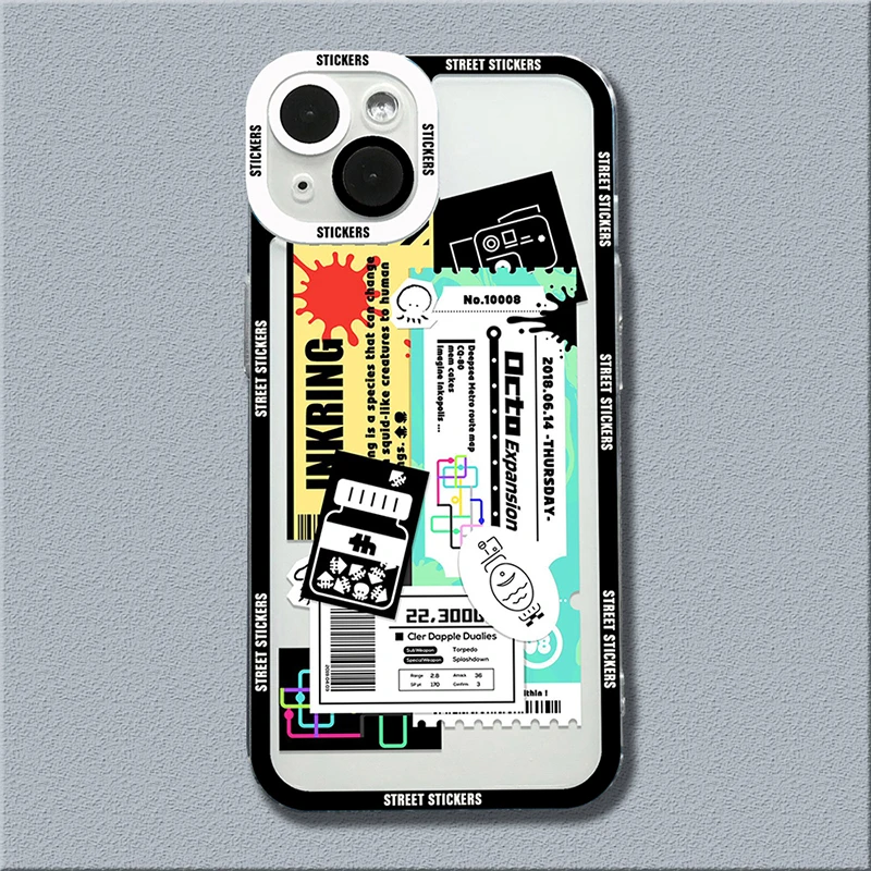 Mix Labels Aesthetic Stickers Collage Clear Phone Case For Xiaomi Redmi Note 13 12 Pro Plus 12S 11S 1110S 10 Redmi 12 13C Cover