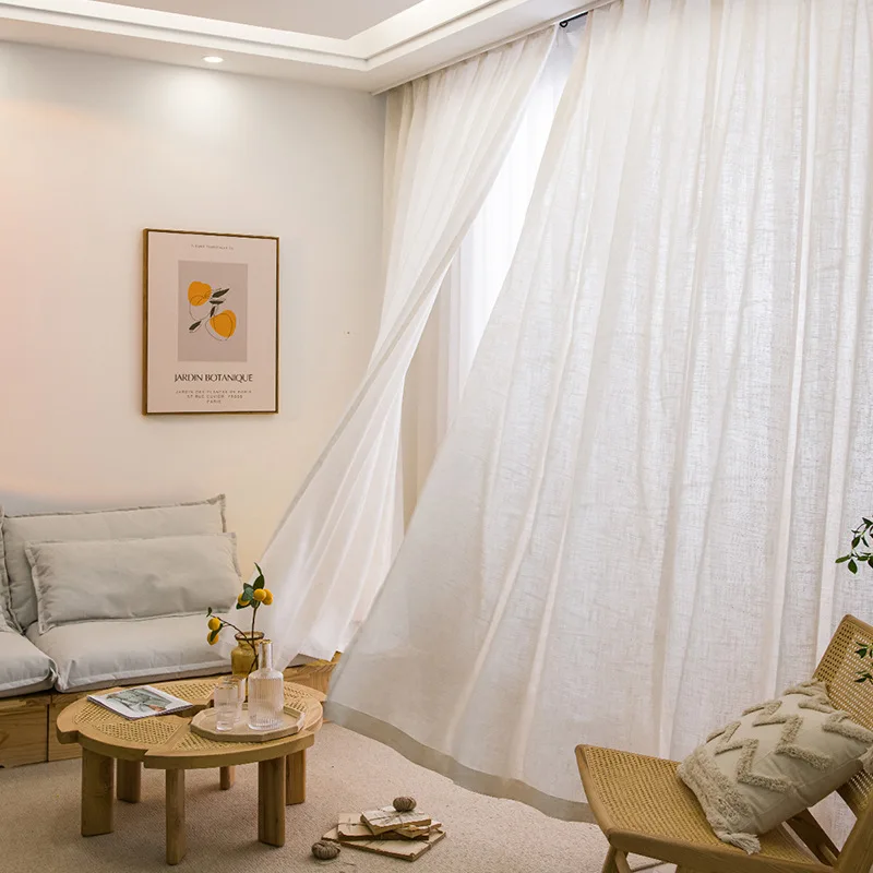 حجم مخصص! ستائر شفافة بخطوط قابلة للطي لغرفة المعيشة وغرفة الطعام وغرفة النوم من التول الأبيض ونافذة شفافة ديكور حديث كريمي #5