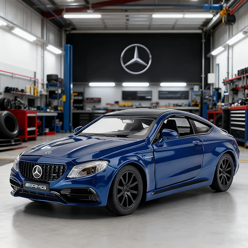 

1:32 Mercedes-Benz C63 S AMG Суперкар из сплава, литая под давлением игрушечная модель автомобиля, звук и свет, детские игрушки, коллекционные предметы, подарок на день рождения