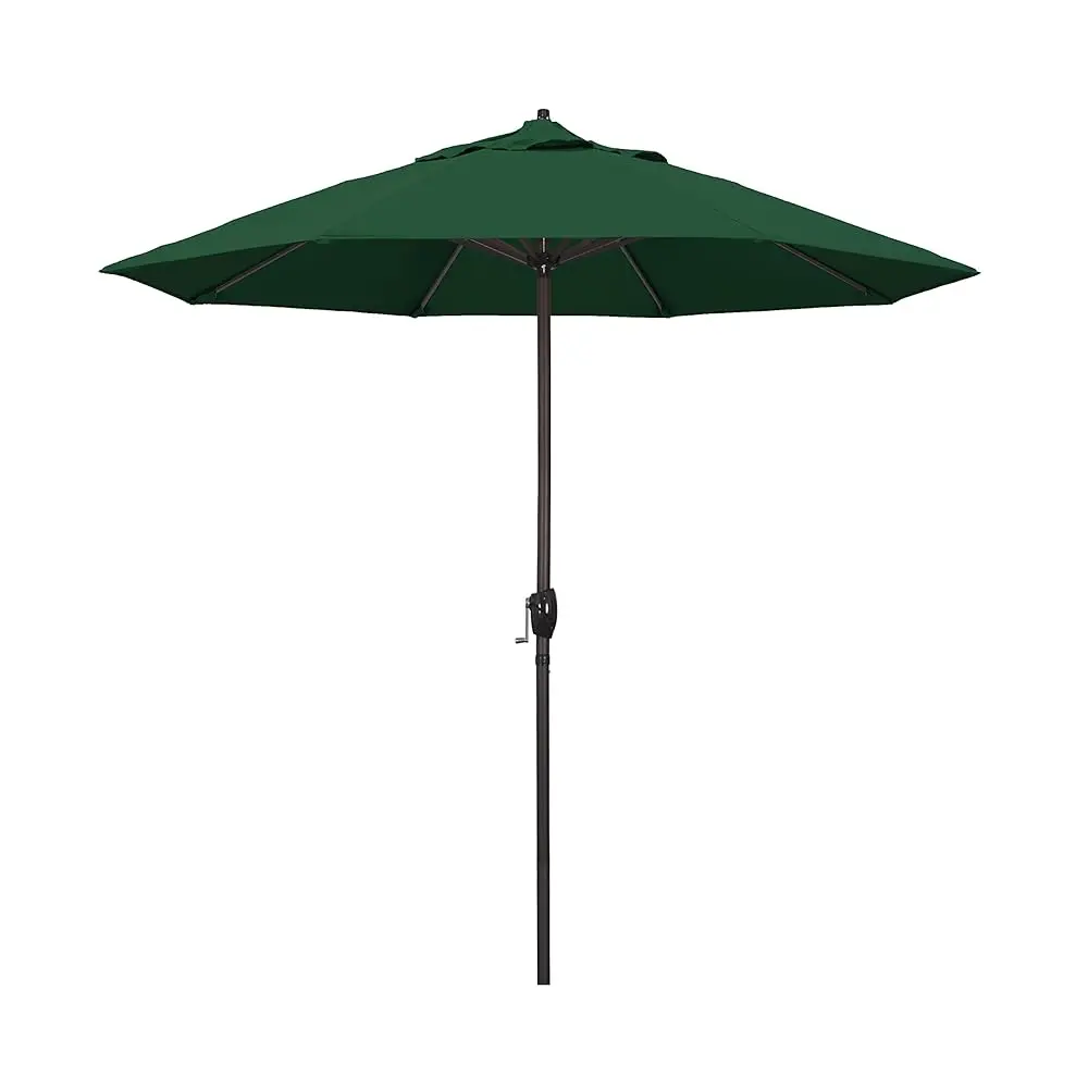 

9' Round Aluminum Outdoor Deck, Pool Or Patio Umbrella, Crank Lift, Auto Tilt, Bronze Pole, Hunter Green Olefin