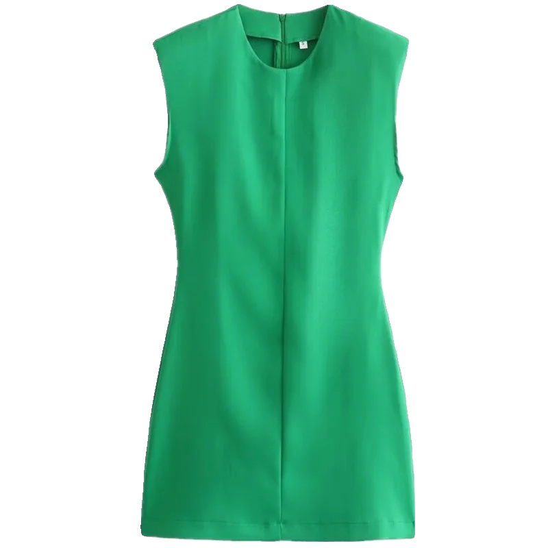 2024 봄 여름 여성 슬림핏 라운드 넥 패딩 숄더 다용도 슬레 출퇴근용 원피스