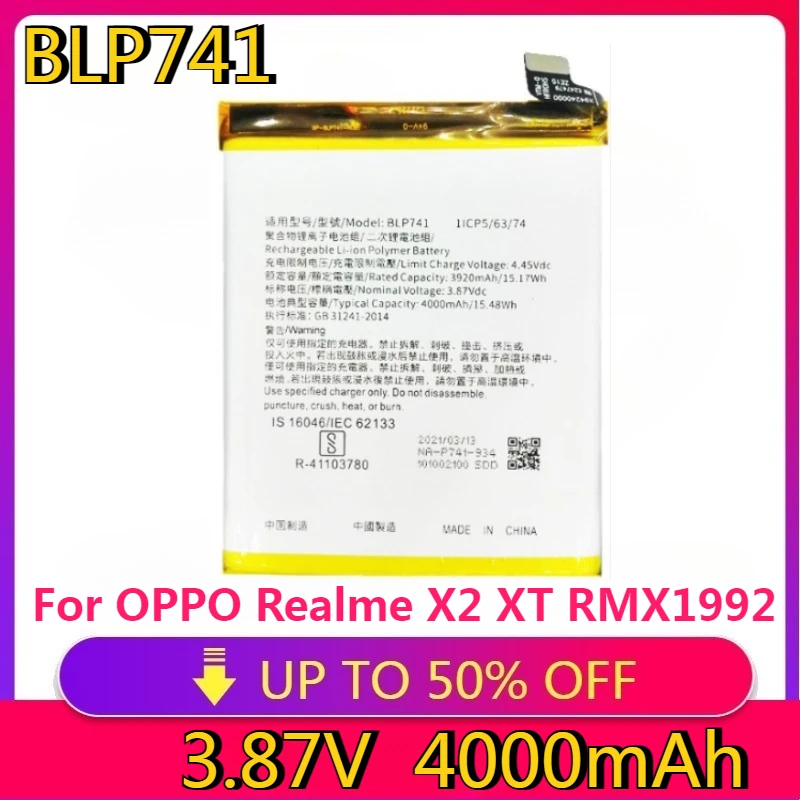 

New High quality replaceable 4000mAh BLP741 Battery For OPPO Realme X2 XT RMX1992 RMX1993 RMX1991 RMX1921 Mobile Phone