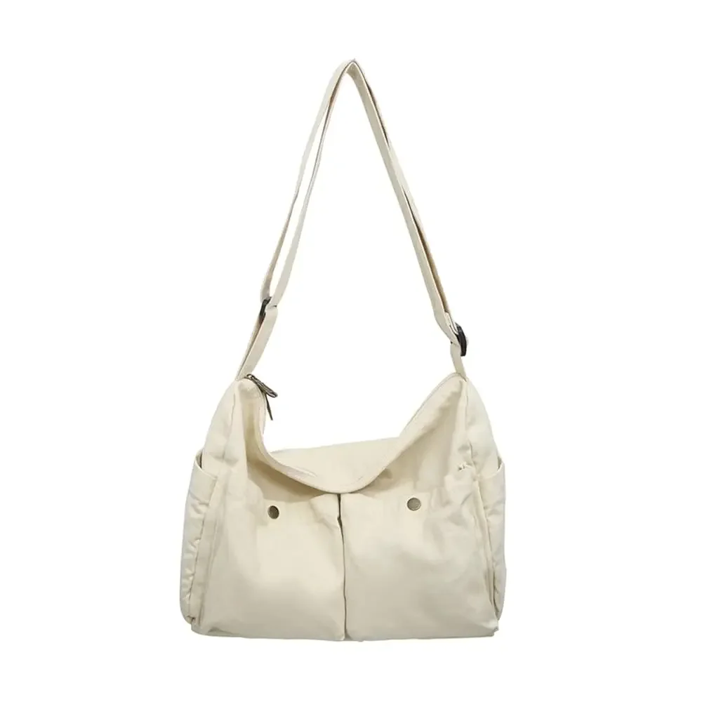 Canvas Messenger Bag Cute Crossbody Tote Bag Shoulder for Women Men for School Aesthetic Hobo with Multiple Pockets