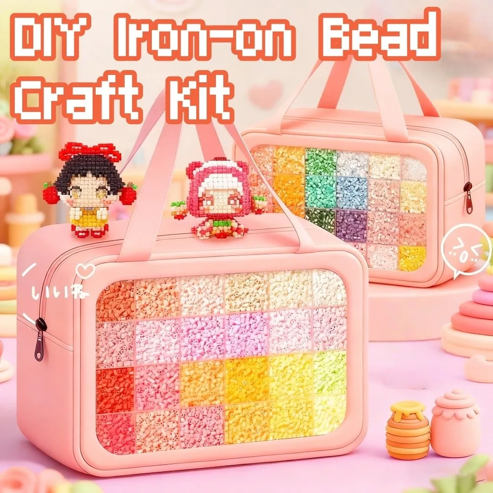 Puzzles Pixel Art 24/48 Colors Iron-on Bead Craft Kit DIY Ironing Paper Perler Iron Pegboard Sheets Fuse Beads Educational Toys