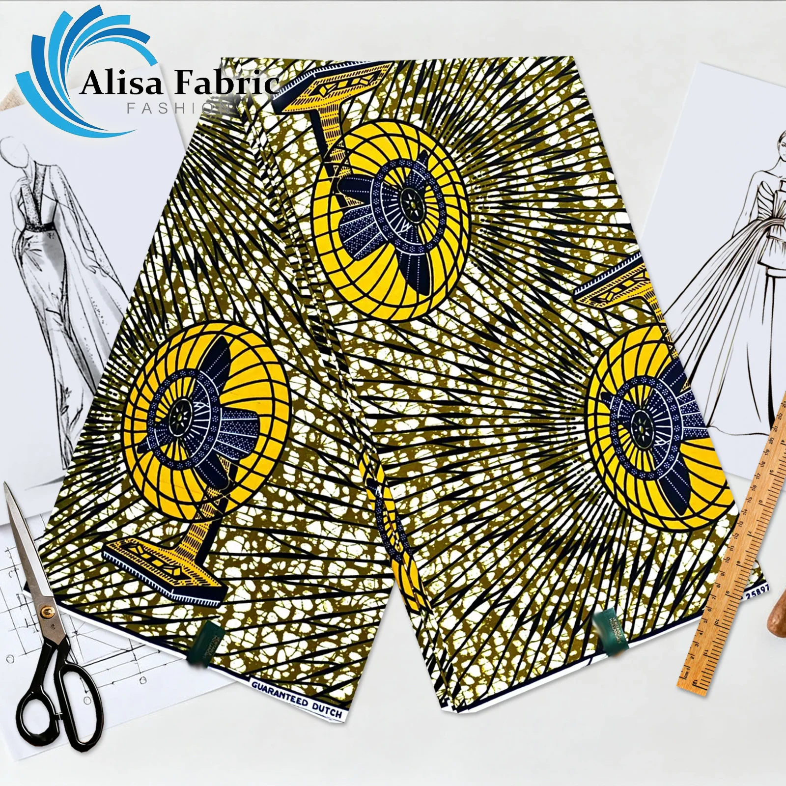 

2025 100% cotton holland African wax fabric 6 yards Christmas veritable guaranteed nigerian fabric for wedding dresses