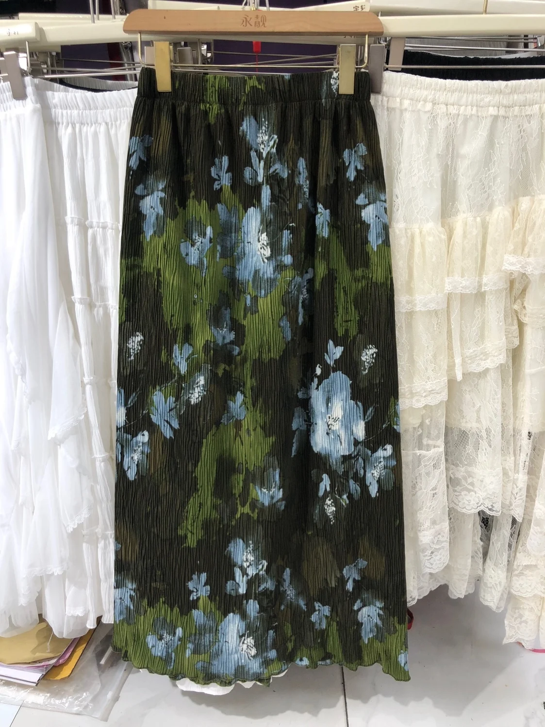 Fashionable Printed A-Line Midi Skirt Women's Summer plus Size Pleated Straight Cut Long Skirt Elegant Sensation Half-length
