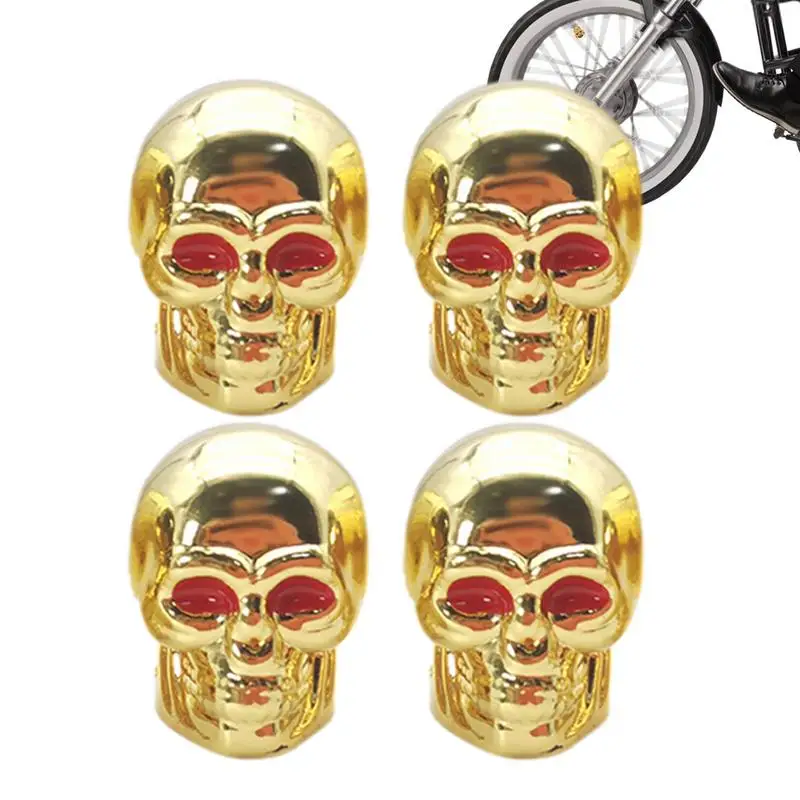 4Pcs/Set Car Skull Style Antirust Copper Core Motorcycle Bike Car Wheel Tyre Tires Valve Stem Caps