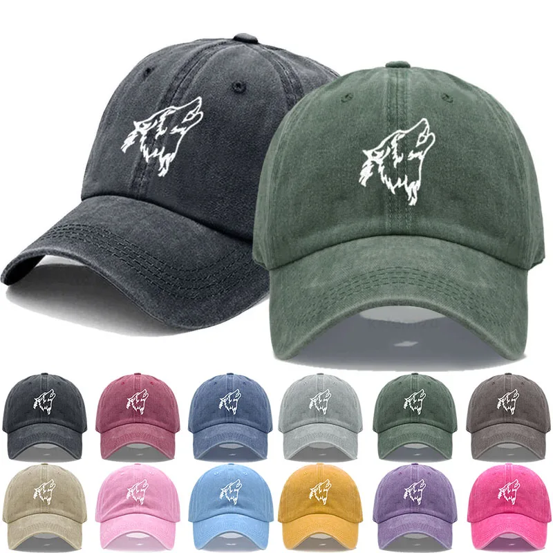 

Wolf howl Embroidery Soft Cotton Men Baseball Cap Women Hat Sport Visors Sun Hats Breathable Outdoor Sun Hat