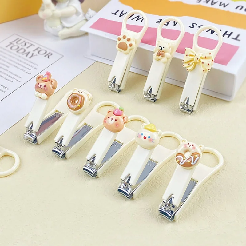 1 Piece Mini Cute Nail Clippers Kawaiii Cartoon Beige Color Nail Clippers Cutter for Kids Portable Baby Nail Care Manicure Tool