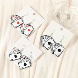 1Pair Poker Earrings Funny Playing Cards Drop Earrings Nightclub Party Earring Unique Jewelry Birthday Gift For Women