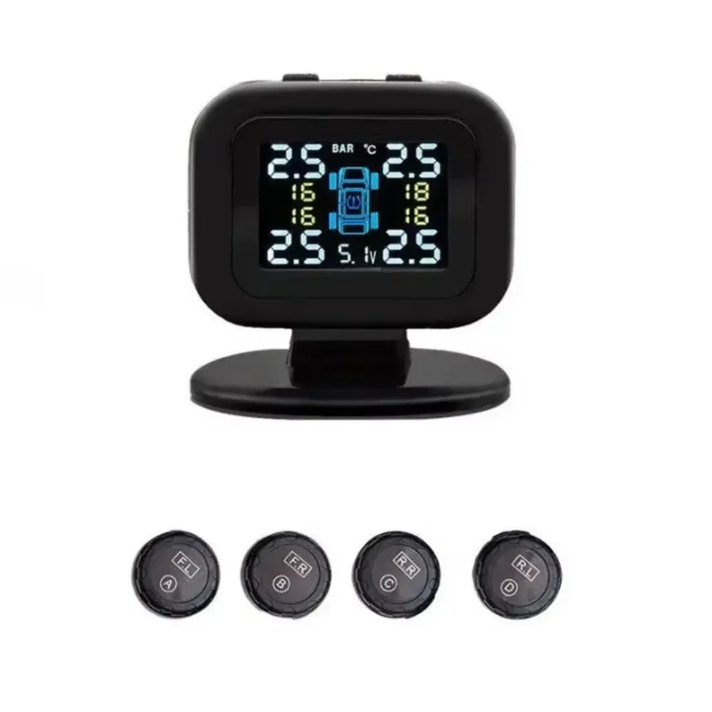 

Car TPMS Digital Portable Real Time Update Tire Pressure Monitoring System Digital Mini USB Charge Tire Pressure Gauge Universal