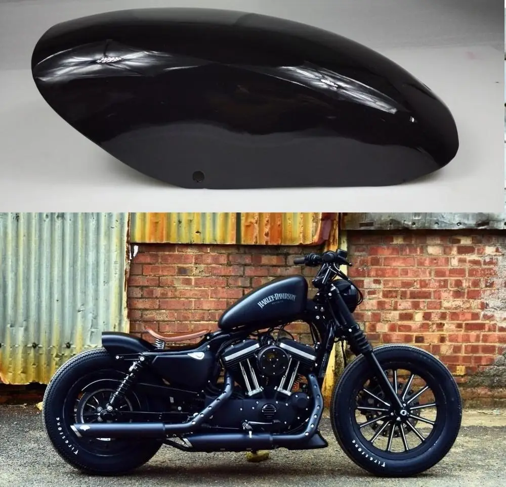 Guardabarros Trasero Corto y Plano Estilo Bobber Cafe Racer para Harley Davidson Iron Sportster XL 883 1200 48 72 Forty Eight Seventy Two Negro