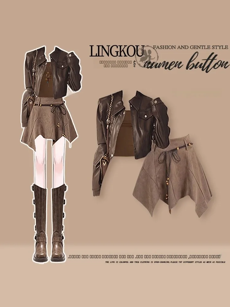 

Fall Aalyptic Sle Women's Outfit Skirt Set ort Irregular Hem Slimming Tee-Piece Set with Jaet And Tank Top