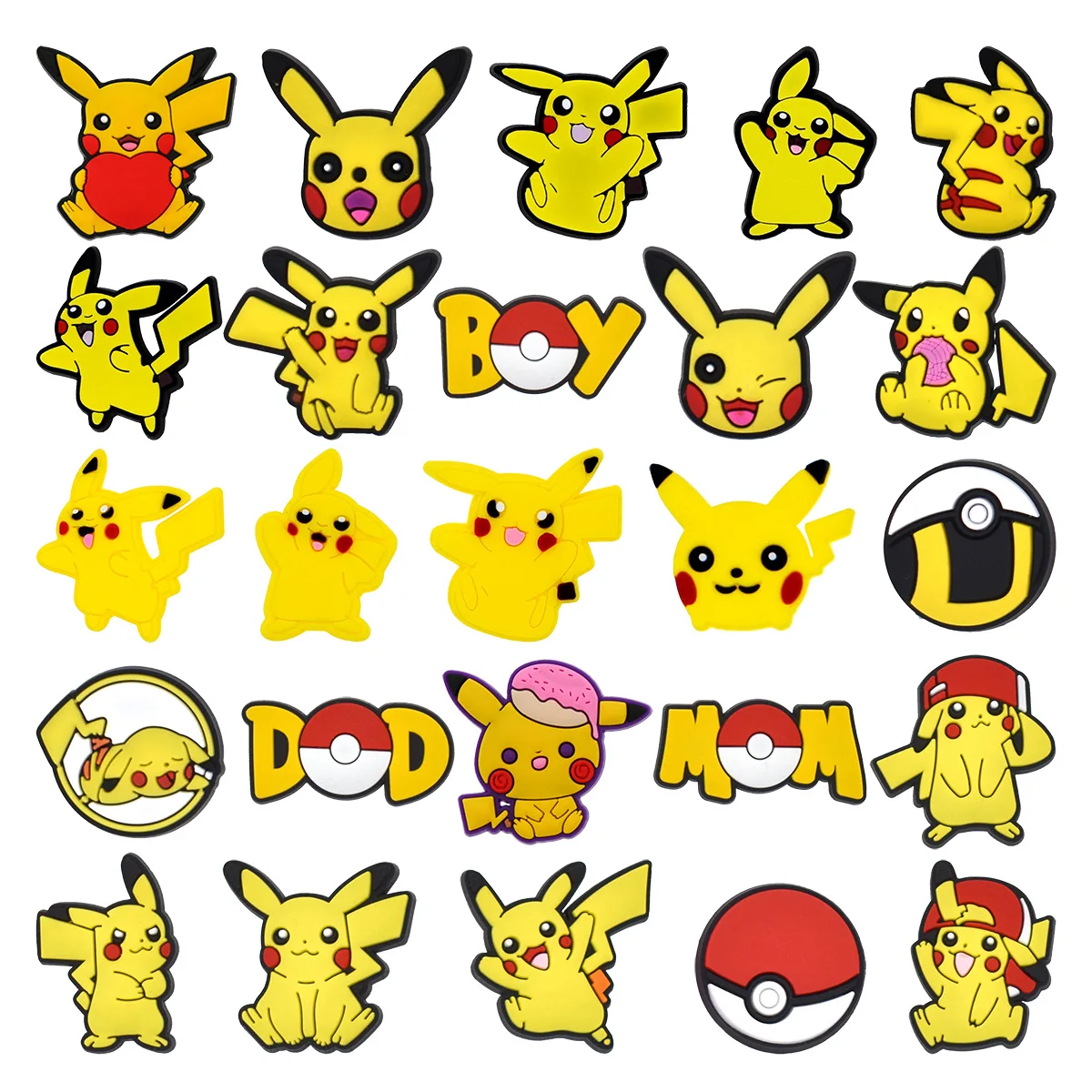 

6-100 шт., карманные туфли с изображением Покемона Пикачу, подвески, аксессуары для обуви из ПВХ, сабо, сандалии, украшение, пряжка, детские подарки для друзей