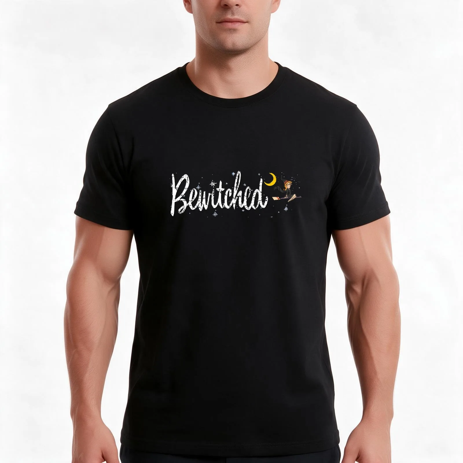 Bewitched distressed T-Shirt Summer Casual Cotton Tee Oversized Streetwear Tops Vintage Graphic Print Unisex Men Women