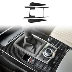 Carbon Fiber Stickers Central Control Panel Dash Panel Trim Cover Decals For Audi A6 4F C6 2005 - 2011 Car Interior Accessories