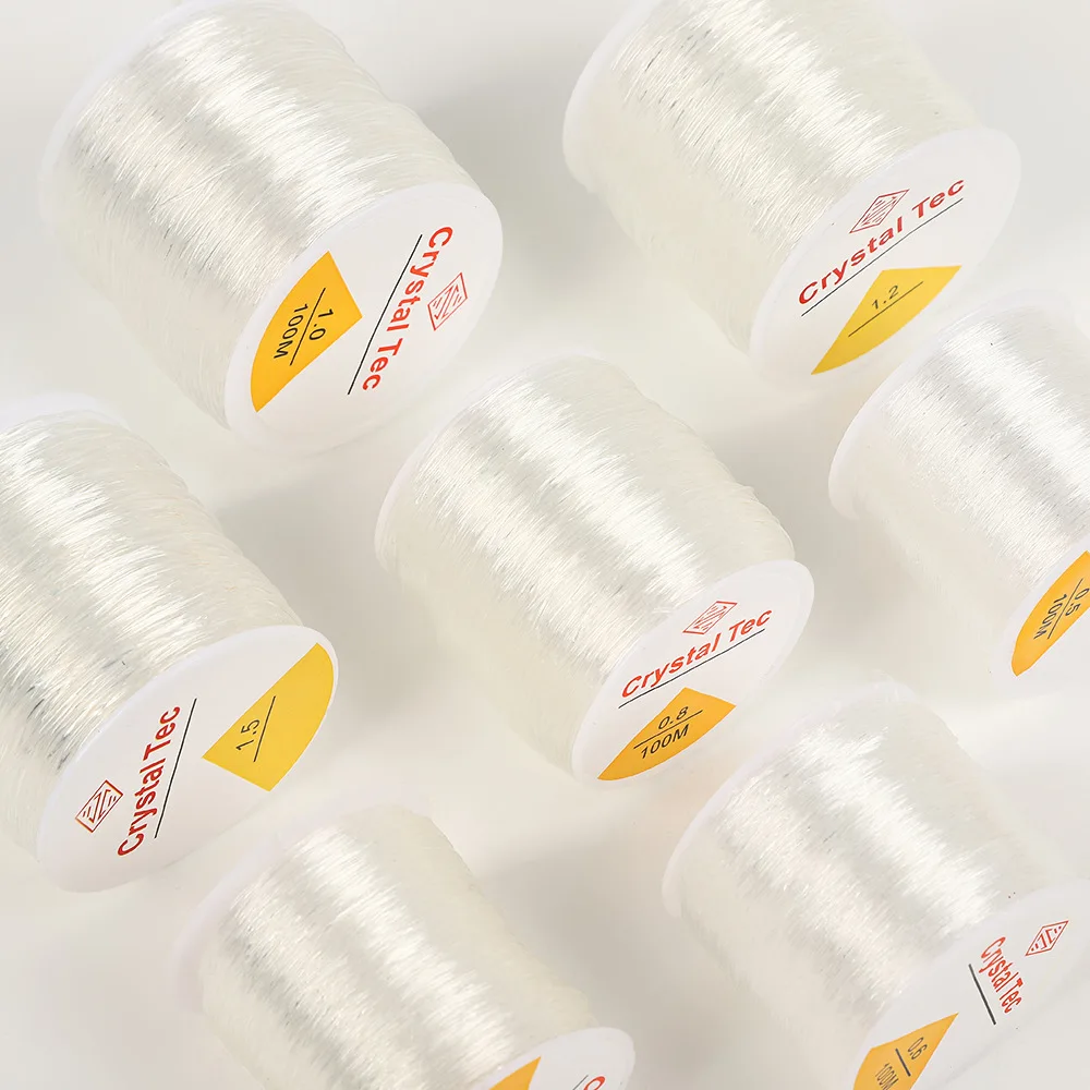 

100 м/рулон, прочный эластичный шнур с кристаллами и бисером для браслета, ожерелья, эластичная нить, линия для изготовления ювелирных изделий своими руками 0,5-1,5 мм