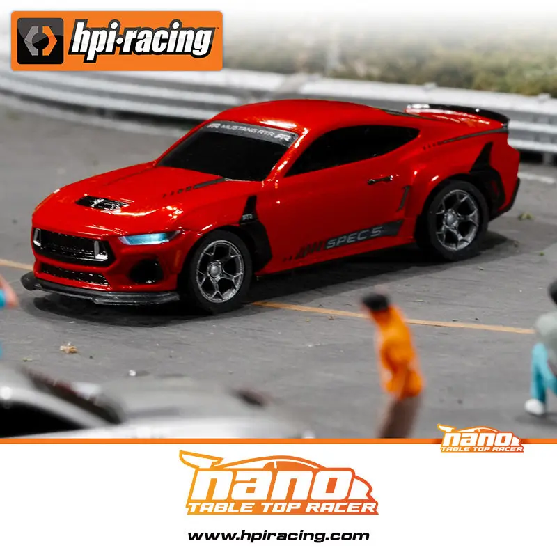 Hpi Racing 1/ 64  Mustang  Car Nano Ttr Electric Remote Control Racing Vehicle Desktop Hobby Collection 4-Way Remote Controller
