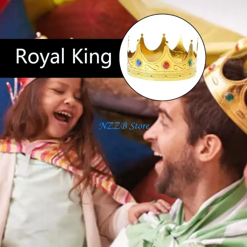 

T21F Princed Golden King Crown Birthday Crown Hat Princed Dressing Up Set Party Accessory Princed Headwear Photo Props