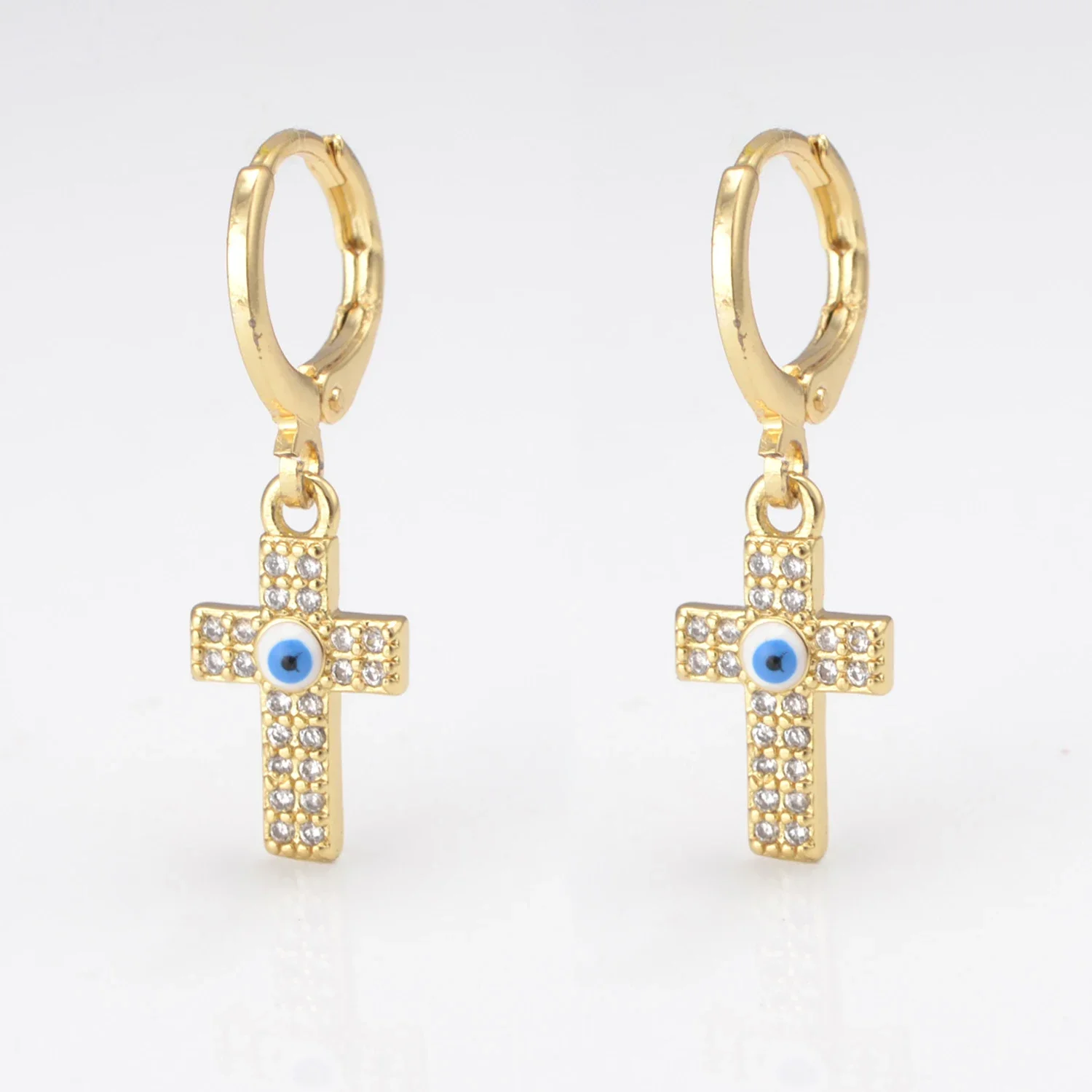 Religious Cross Hanging Earrings Classic Pray Cross Vintage Zircon Pendant Earring for Women Man Punk Jewelry Party Gifts