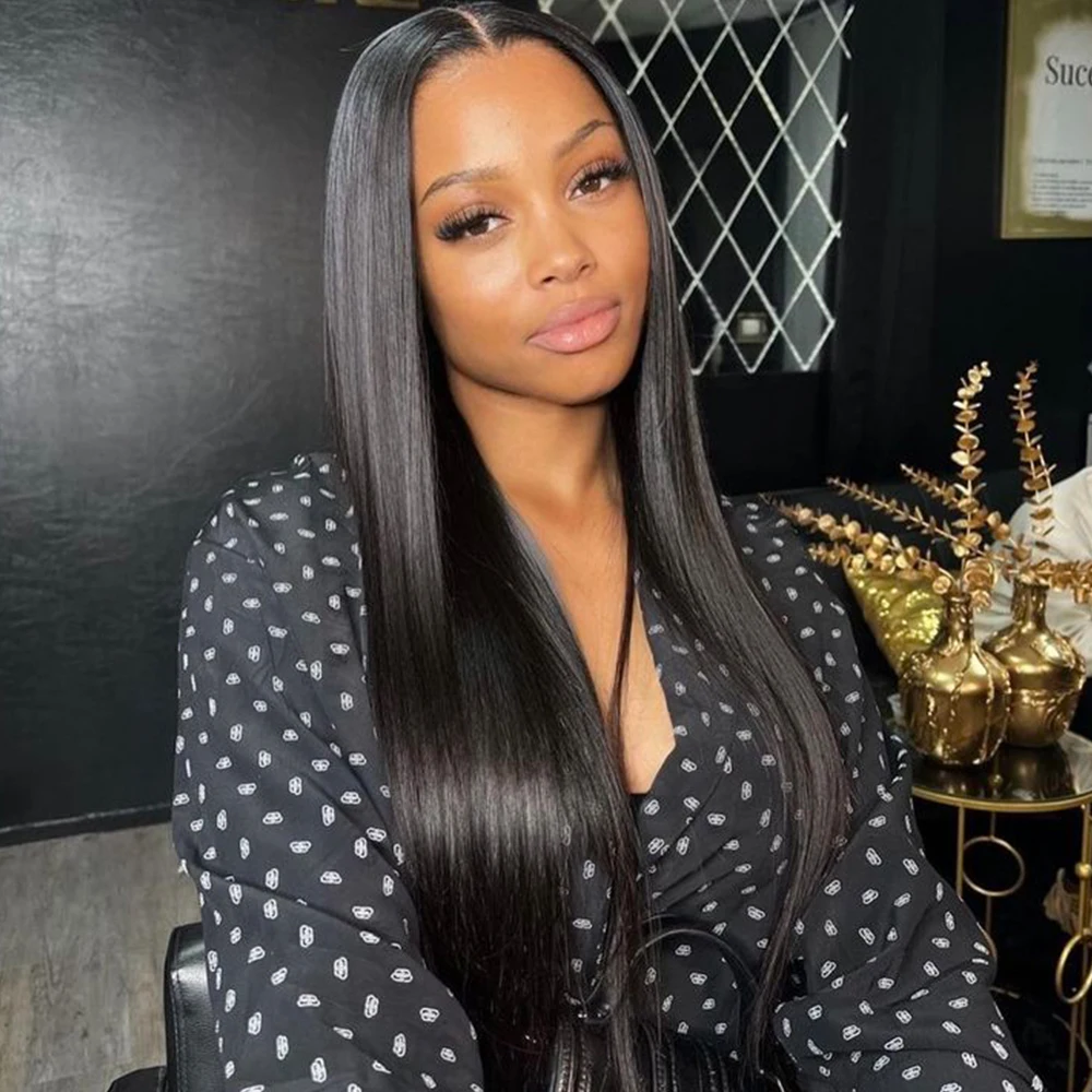 

180% Density Invisible Strap 360 Full Lace Wig Invisible Drawstring Frontal Wig 30 Inch straight Lace Front Wig Human Hair