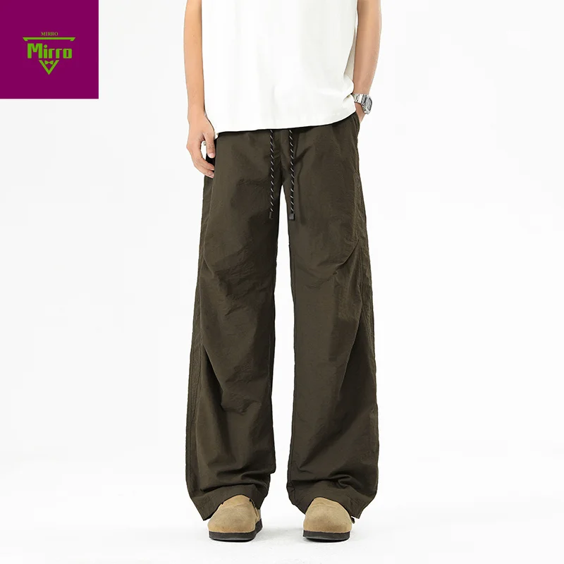 

【Mirrordust】Autumn American Paratrooper Outdoor Hiking Cargo Pants Men's Loose Straight Drape Wide-Leg Pants