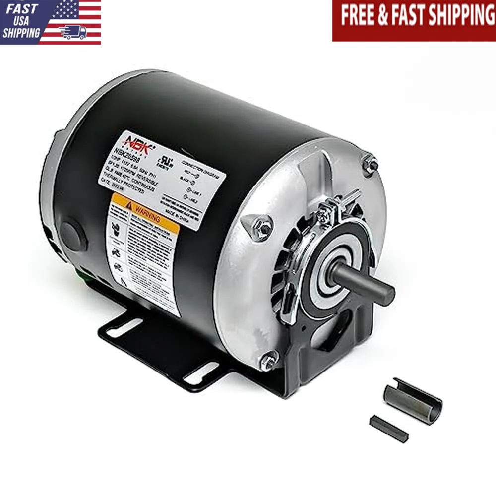 Belt Drive Motor 1/3 HP 1725 RPM 115V Blower Furnace Exhaust Fan Replacement GF2034 AO Smith Emerson GE Grainger Universal