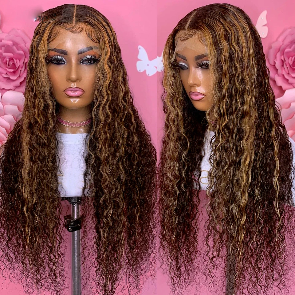 

Long Glueless Highlight Blonde Kinky Curly 23A Grade Full Lace Wig For Black Women With BabyHair European Human Hair Jewish