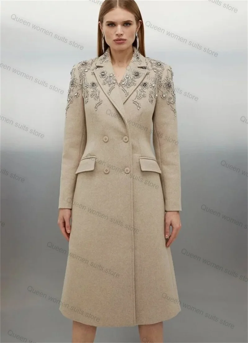 

Cashmere Woolen Formal Women Suit 1 Piece Long Blazer Overcoat Wedding Tuxedos Office Lady Jacket Coat Customized Prom Dress