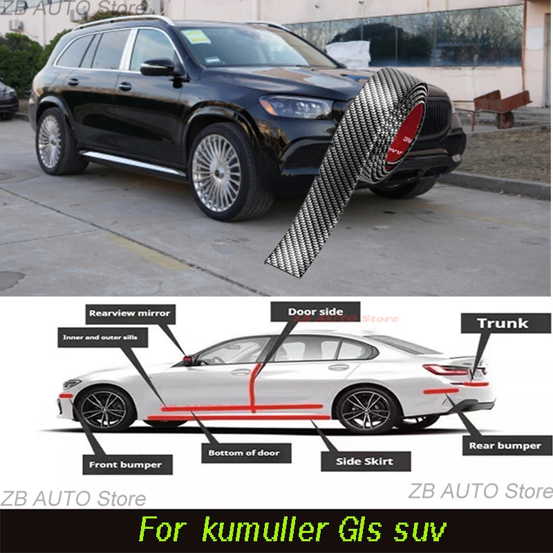 

For Kmuller Gls Suv Strong adhesive bumper strip, front and rear lip side skirts, collision and scratch resistant, suitable