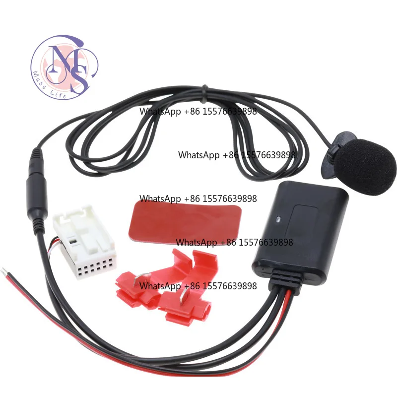 Bluetooth AUX Audio Harness with Microphone, Car Radio Stereo Music Adapter