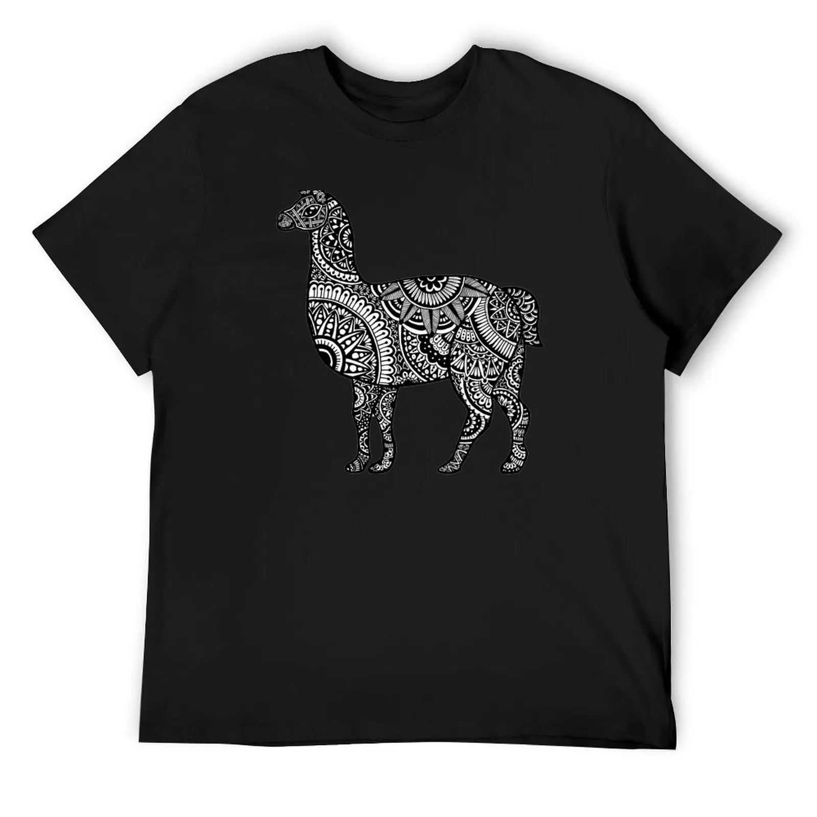 Llama zentangle pattern T-Shirt boys whites tees men t shirts high quality