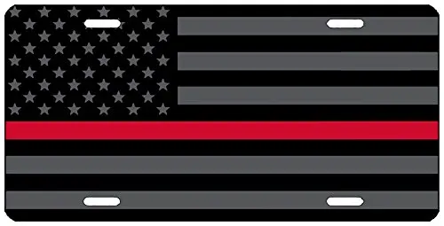 Thin Red Line Firefighter Lives Matter Flag License Plate Novelty Auto Car Tag Vanity Gift for Fire Fighters sign