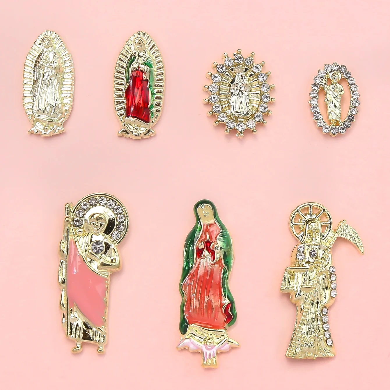 21Pcs/Box 3D Y2K Virgin Mary Nail Art Charms Death Akcesoria Części Do Ozdób Paznokci Materiały Projektowe Manicure Narzędzia Dekoracyjne *