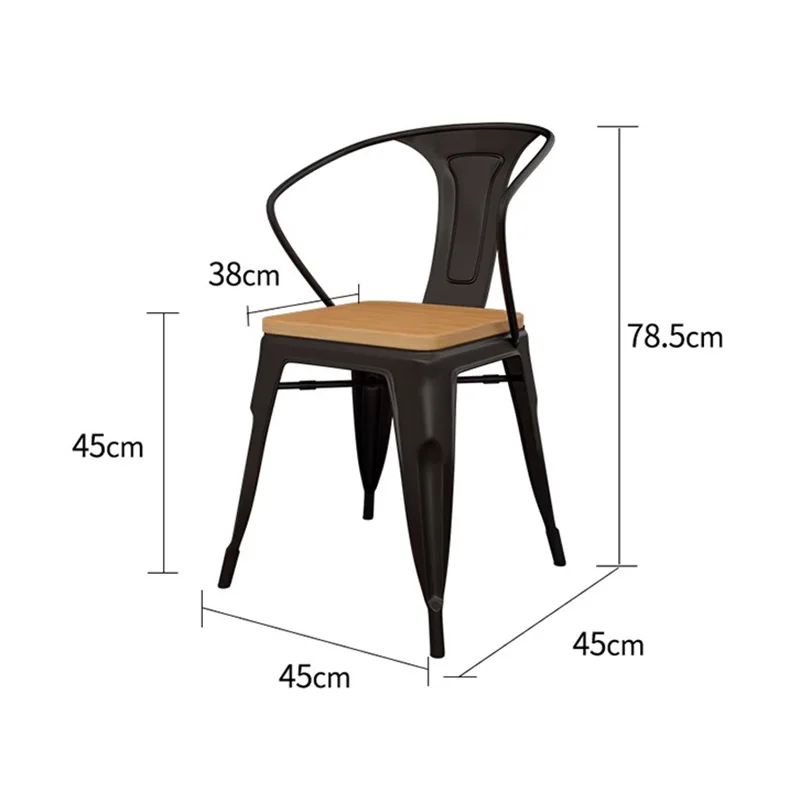 Sillas de cafetería de arte del hierro nórdico, área de salón moderna de madera maciza, Silla de café para comedor, respaldo ergonómico, muebles de cafetería, Silla FYCC